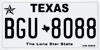 TX license plate BGU8088