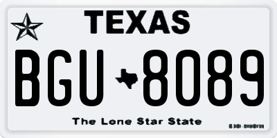 TX license plate BGU8089