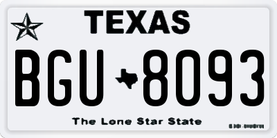 TX license plate BGU8093