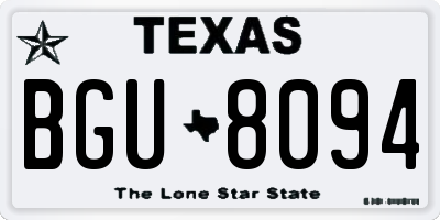 TX license plate BGU8094