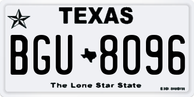 TX license plate BGU8096