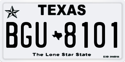 TX license plate BGU8101