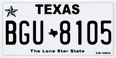 TX license plate BGU8105