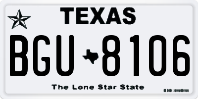TX license plate BGU8106