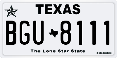 TX license plate BGU8111