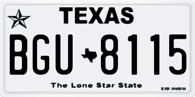TX license plate BGU8115