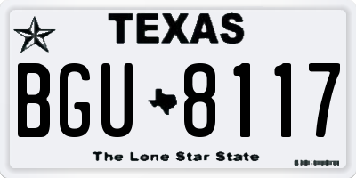 TX license plate BGU8117