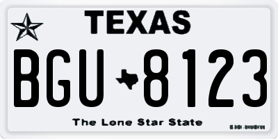 TX license plate BGU8123
