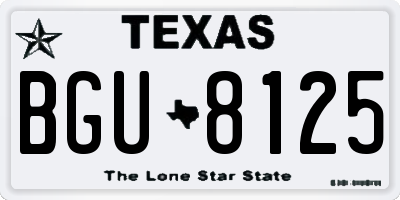 TX license plate BGU8125