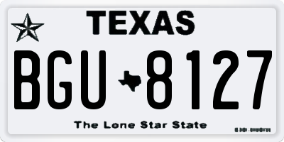 TX license plate BGU8127