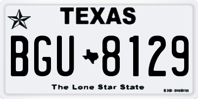 TX license plate BGU8129