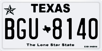 TX license plate BGU8140