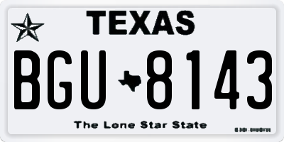 TX license plate BGU8143