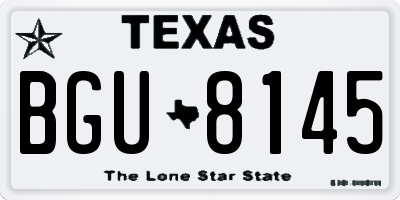 TX license plate BGU8145