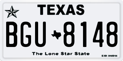 TX license plate BGU8148