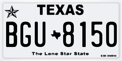 TX license plate BGU8150