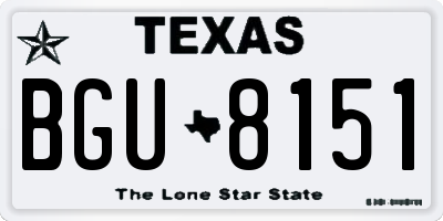 TX license plate BGU8151