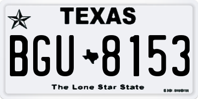 TX license plate BGU8153