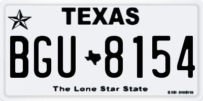 TX license plate BGU8154