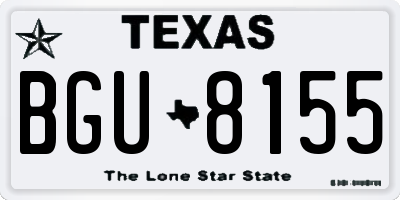TX license plate BGU8155
