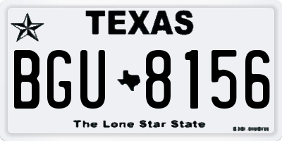 TX license plate BGU8156