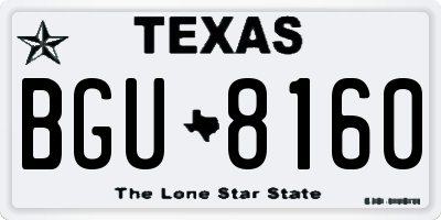 TX license plate BGU8160
