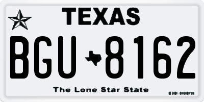 TX license plate BGU8162