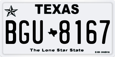 TX license plate BGU8167