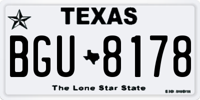 TX license plate BGU8178