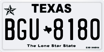 TX license plate BGU8180