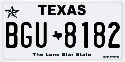 TX license plate BGU8182