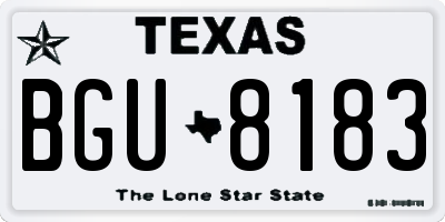 TX license plate BGU8183