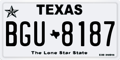 TX license plate BGU8187