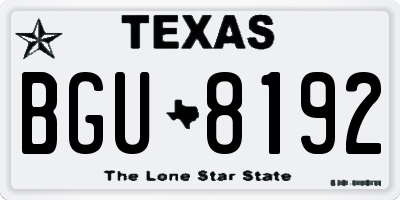 TX license plate BGU8192