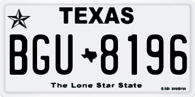 TX license plate BGU8196