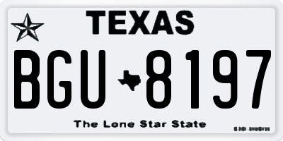 TX license plate BGU8197