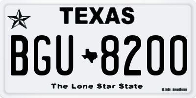 TX license plate BGU8200