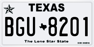 TX license plate BGU8201