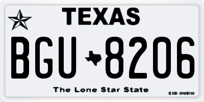 TX license plate BGU8206