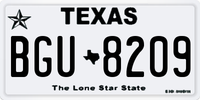 TX license plate BGU8209