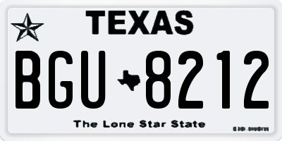 TX license plate BGU8212