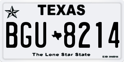 TX license plate BGU8214