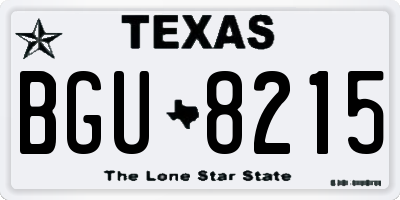 TX license plate BGU8215