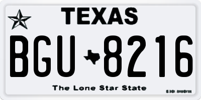 TX license plate BGU8216