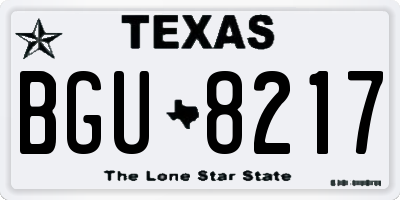 TX license plate BGU8217