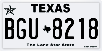 TX license plate BGU8218