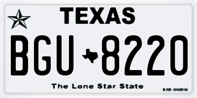 TX license plate BGU8220