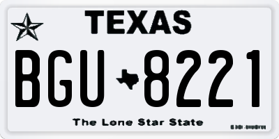 TX license plate BGU8221