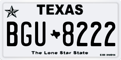 TX license plate BGU8222