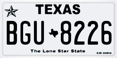 TX license plate BGU8226